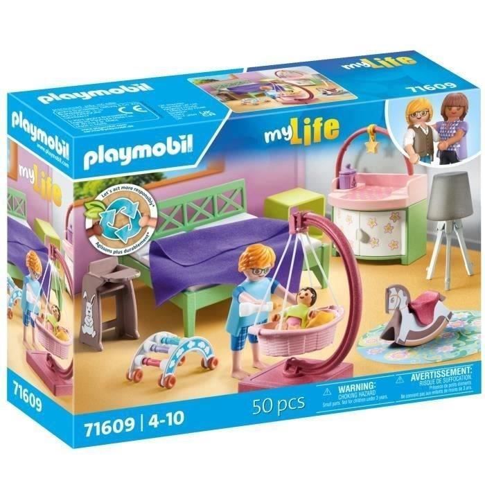 PLAYMOBIL 71609 Chambre de parents avec berceau suspendu, Maison d'architecte, My Life, 50 pièces, Dès 4 ans