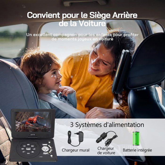 9,8 Pouces Lecteur DVD Portable, Écran HD 9