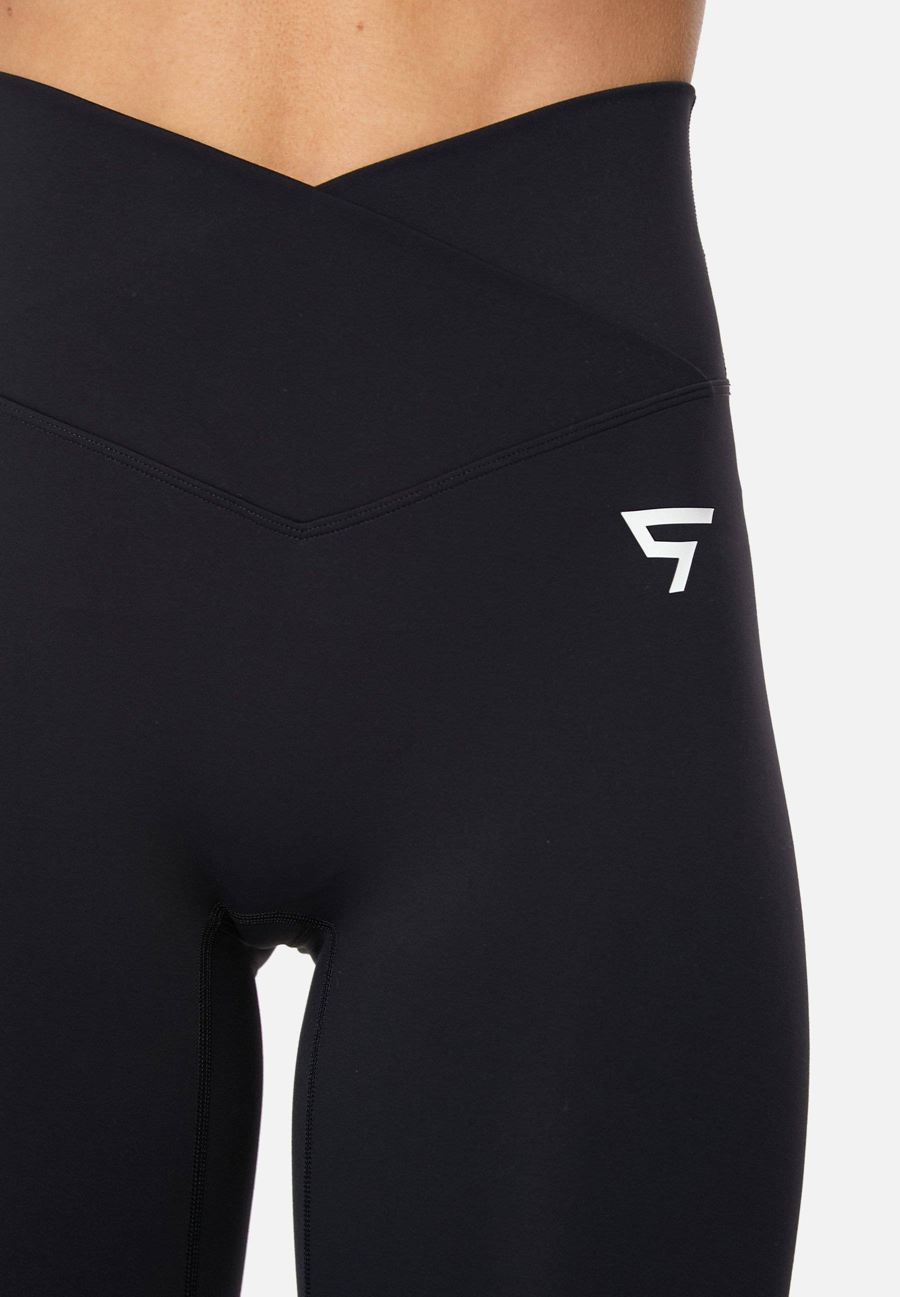 Leggings de sport anti-squat à ceinture croisée - noirs