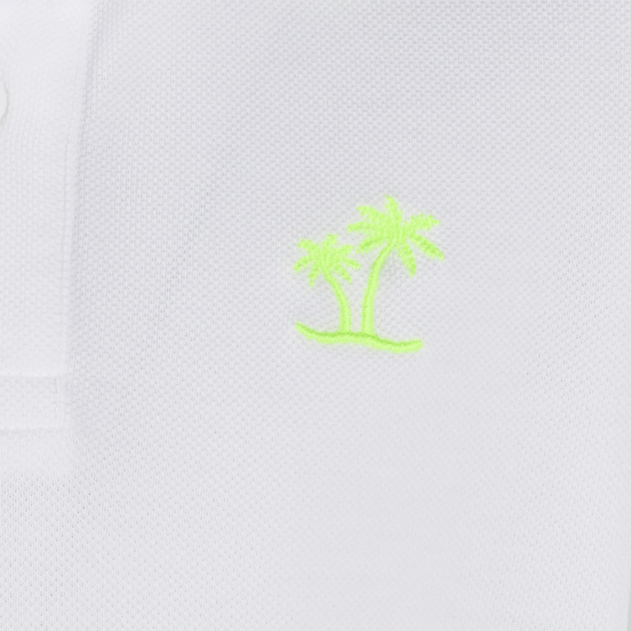Polo da bambino in piquet bianco con logo St. Barth giallo fluo