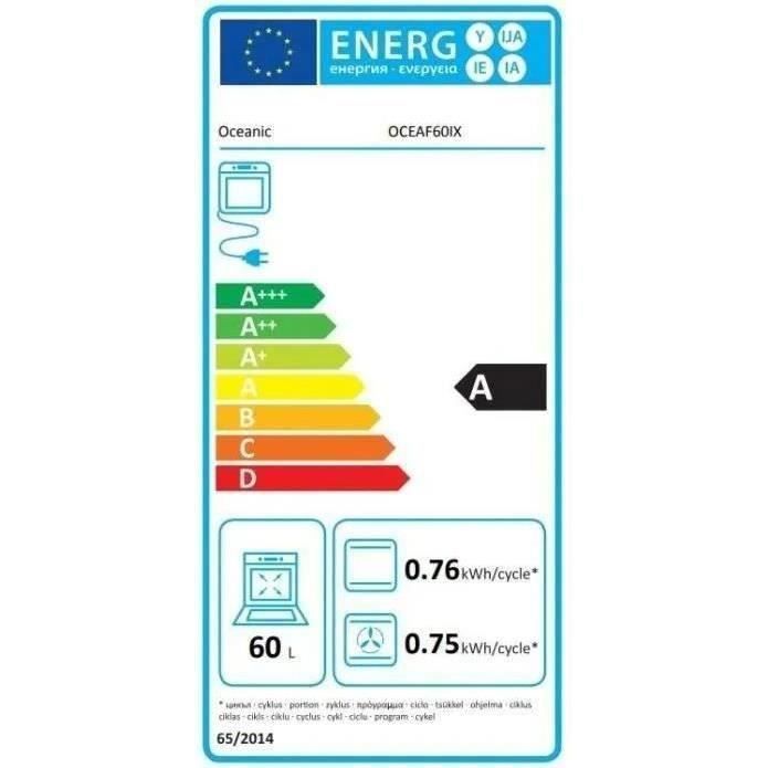 Forno da incasso con pulizia catalitica - riscaldamento ventilato OCEANIC F60IX Acciaio inox - 59,5 x 59,5 x 56,6 cm