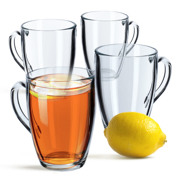 Szklanki 350ml Zestaw 4szt Do Herbaty Kawy z Uchem