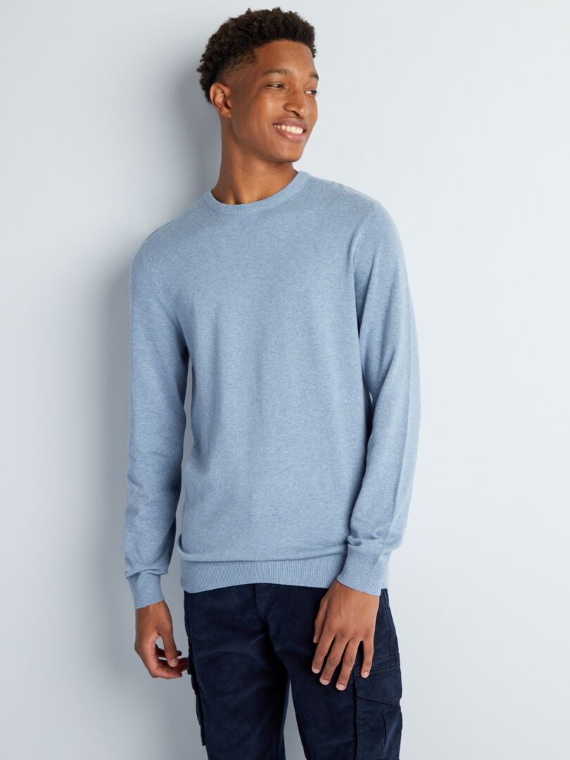 Effen ronde hals trui +1m90 - BLAUW
