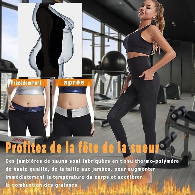 Leggings deportivos para mujer - Faja de cintura alta para sauna - Fitness Yoga Negro