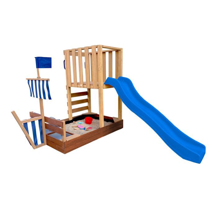 Zona de juegos - AXI - Vicky - Madera maciza - Tobogán azul - Arenero incluido