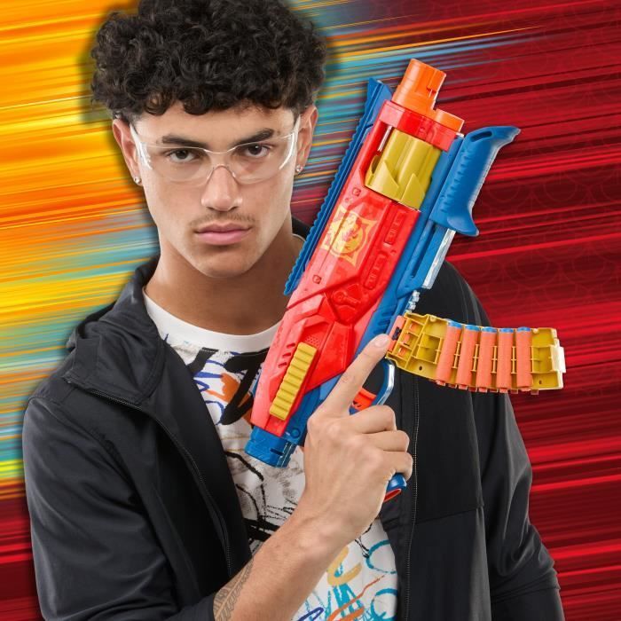 Nerf Loadout Shadowspeed Recon blaster met opbergruimte voor de 14 meegeleverde Nerf N1 pijltjes, roterende trommel voor 6 pijltjes, speelgoed