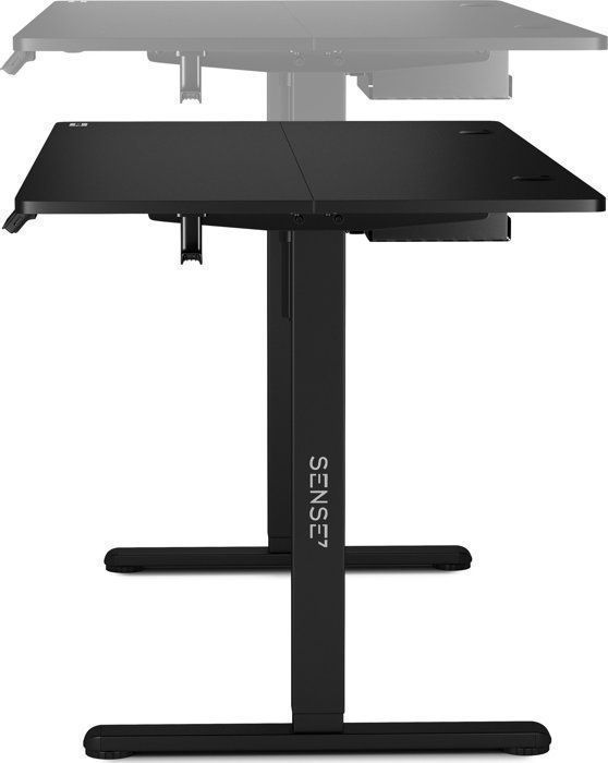 SENSE7 NOJO Elektrisch bureau 140x70 cm, Staand bureau met geheugen, Stille hoogteverstelling, Gamingbureau met haken, Zwart