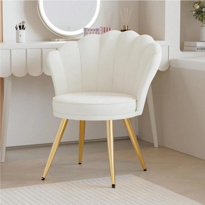 Sillón MIPAN de terciopelo con respaldo - Sillones y sillas - Para sala de estar, dormitorio, tocador - Blanco