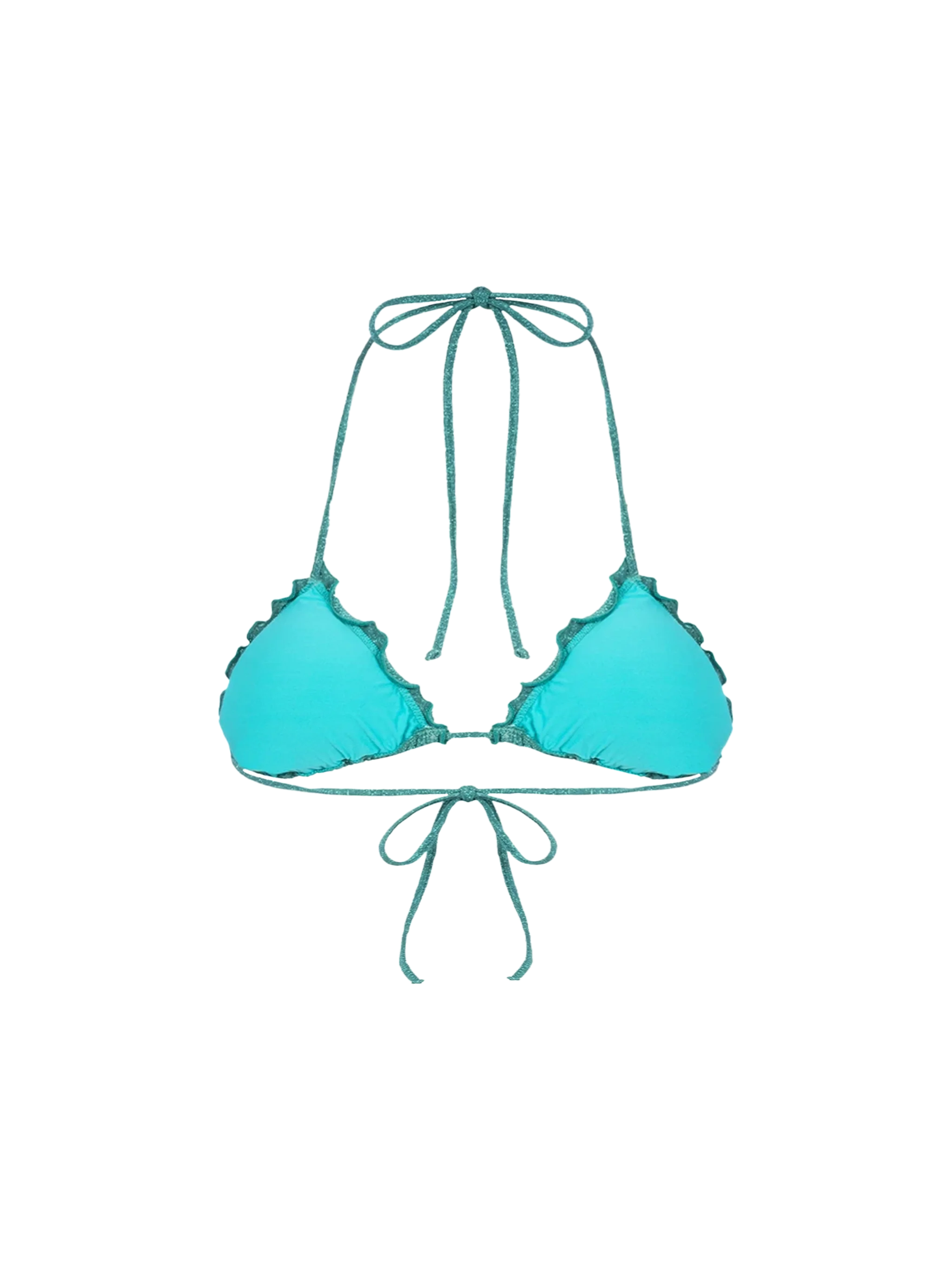 Klassieke triangelbikinitop voor dames in Sagittarius-groen lurex.