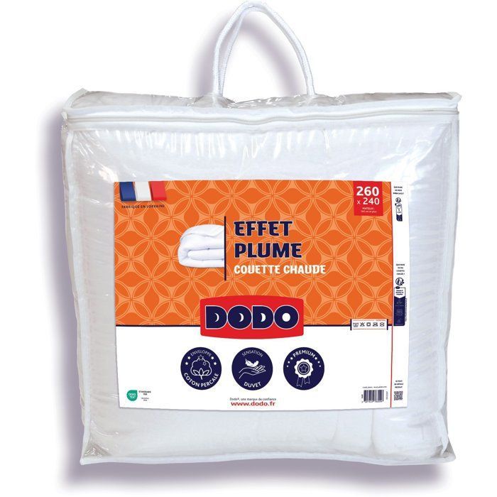 DODO - Edredón cálido - Efecto pluma - 240 x 260 cm - 400 g/m² - 2 personas - 100 % poliéster