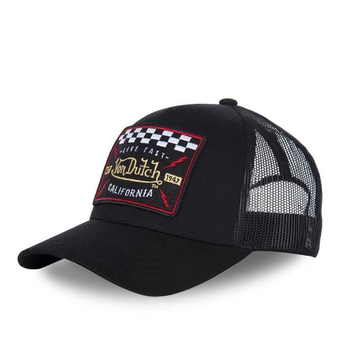 Casquette Trucker Enfant Noir - VON DUTCH - Blacky - Visière arrondie - Écusson Vondutch Live Fast - Snapback