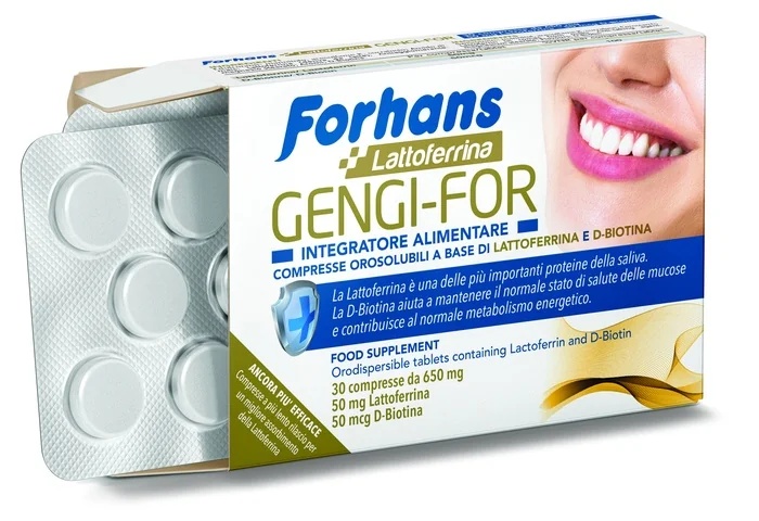FORHANS Forhans Gengi-For 30 orodispergeerbare tabletten lactoferrine en D-biotinesupplement
