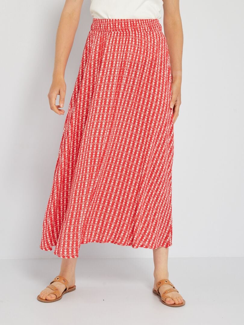 Lange rok van stof met reliëf - ROOD