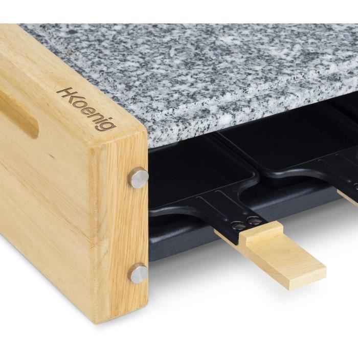 HKOENIG Raclette Grill - WOD6 - Geschikt voor maximaal 6 personen - Baksteen - Houten design - 900W
