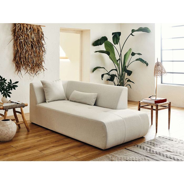 Onyx - Sofá de canto modular de 5 lugares com braço direito - em tecido - Bege