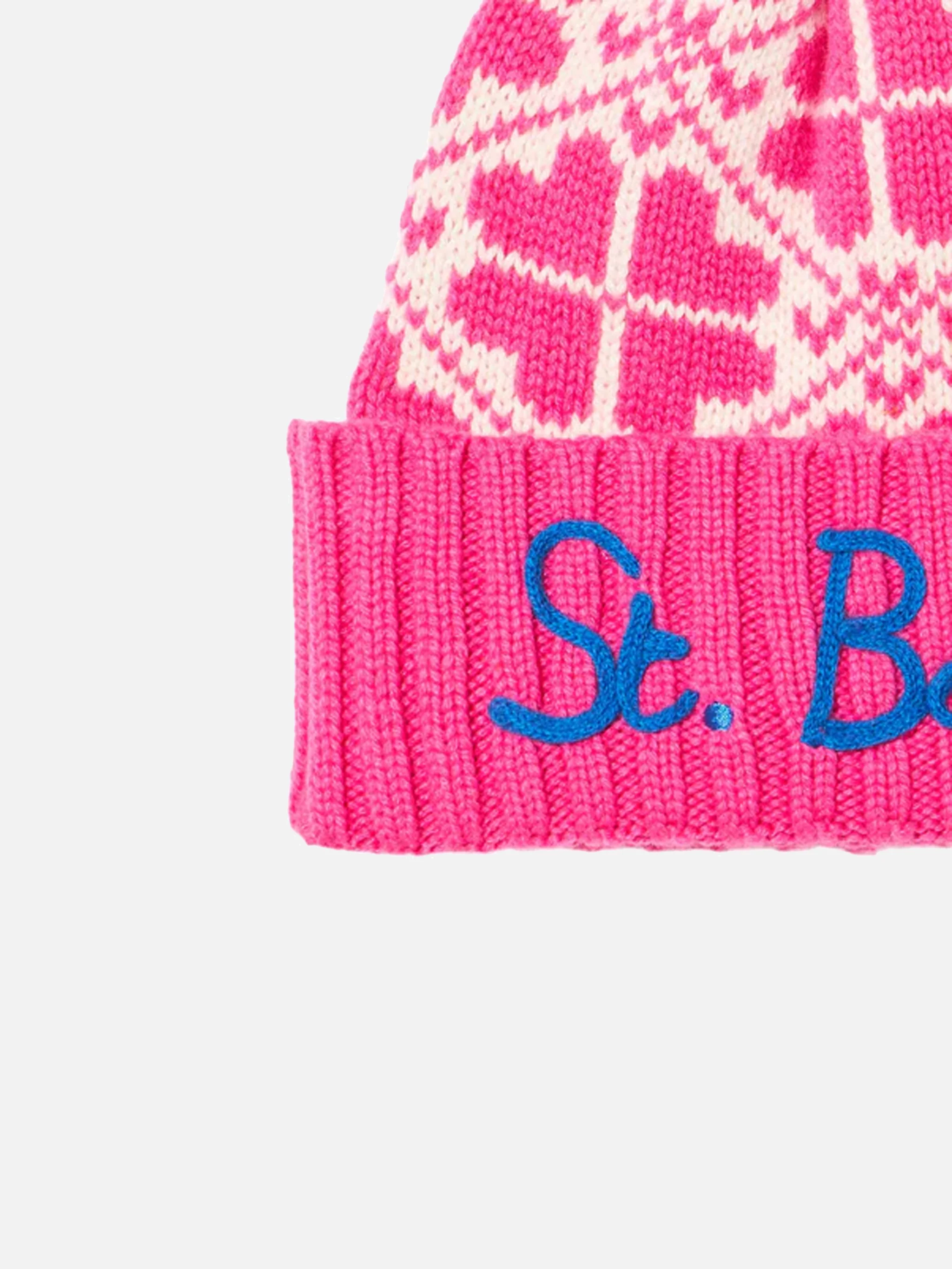 Neonroze dameshoed met patroon