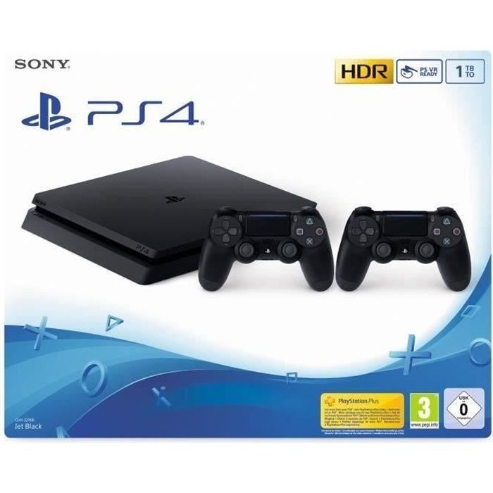 Consola Sony PlayStation 4 Slim de 1 TB + 2 mandos - Negra - Reacondicionada - Buen estado