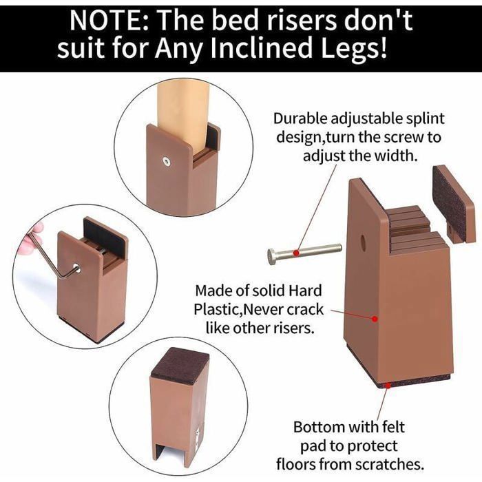 Adjustable 10cm Bed Risers, Sturdy Support for Bed, Sofa and Desk (2000 kg) OUTDOOR MIST SPRAYER Label