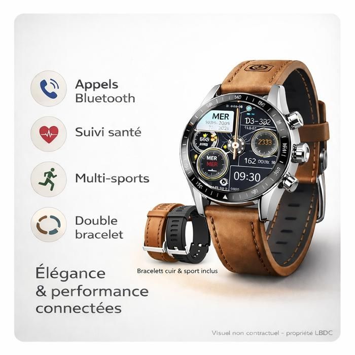 Herre smartwatch – Bluetooth-opkald, sundhedstracking, sports-GPS, 1,39