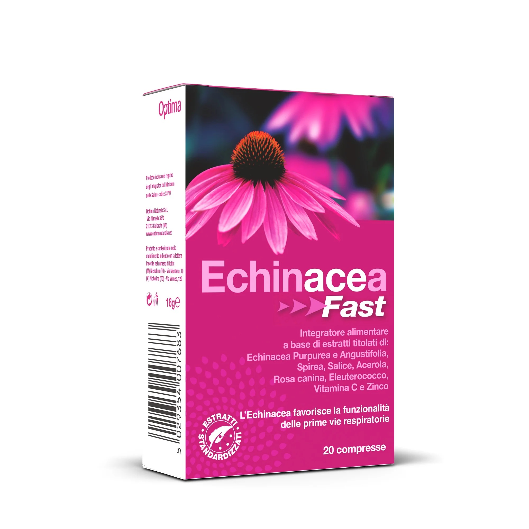 OPTIMA Optima Echinacea voedingssupplement voor snelle ademhaling 20 tabletten