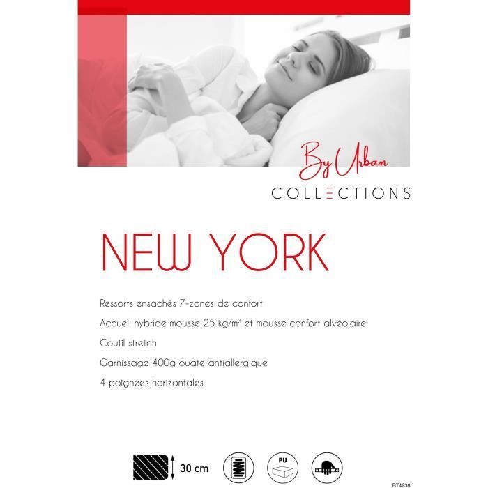 URBAN Collections NEW YORK Bedbodem en matrasset 140x190cm - 798 pocketveren