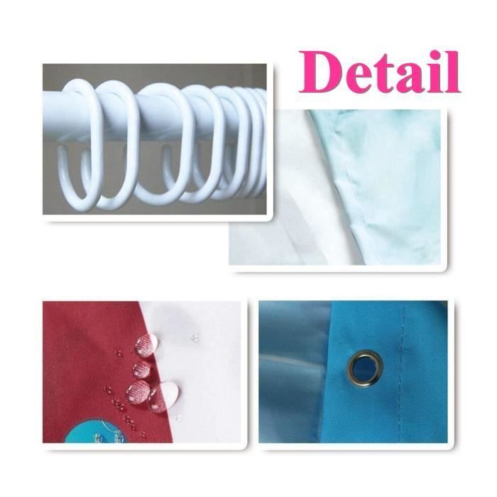 Kit de Tapis de Bain et Rideau de Douche - NEUFU - Style de Plage - Antidérapant - Polyester - 180x180cm