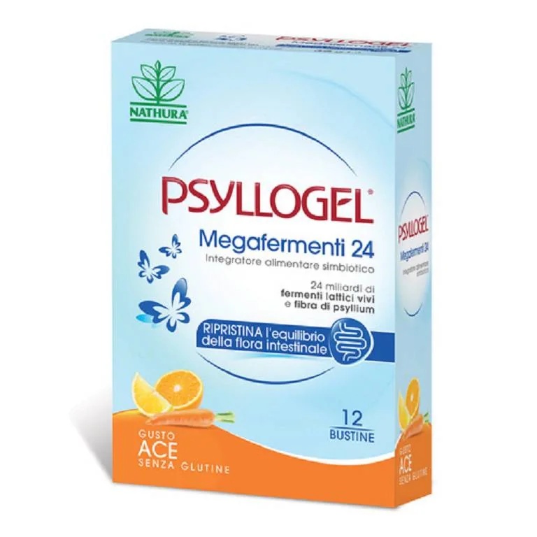 PSYLLOGEL Psyllogel Megafermenti 24 milliards 12 sachets Ace Complément alimentaire aromatisé pour l'équilibre de la flore intestinale