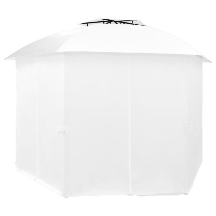 LIFE© Imperméable Tonnelle Tente de réception - Pavillon Barnum de jardin avec rideaux 360x312x265 cm Blanc 180 g-m² EU76409