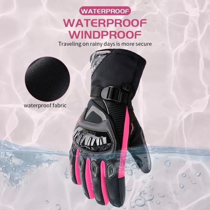 Guantes de moto impermeables y resistentes al viento para mujer - Guantes de moto para mujer - Guantes de moto compatibles con pantallas táctiles