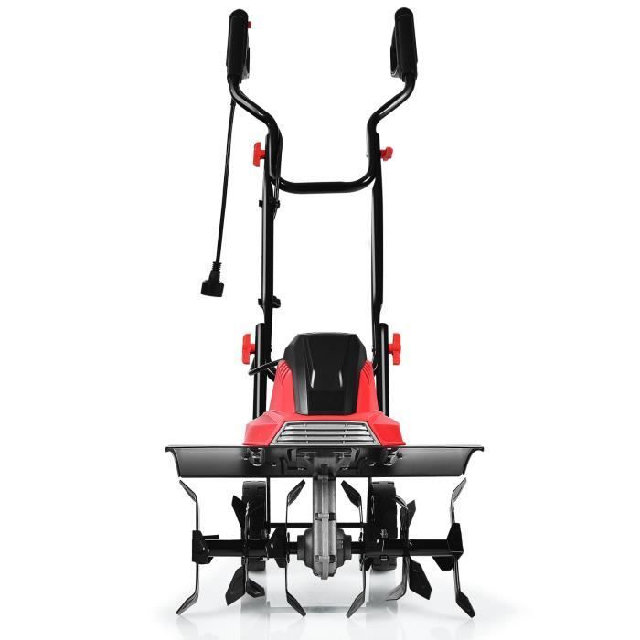 DREAMADE Motobineuse Électrique 1500 W 6 Lames 22CM 400tr/min à Vide avec Roue Réglable&Poignée Double Pliable, pour Plouse Colline
