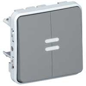 Interruptor de dos vías + pulsador iluminado - LEGRAND - 69519 - Gris - Exterior - Eléctrico