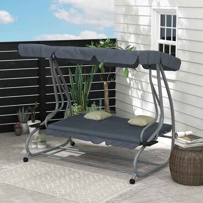Outsunny - Columpio de jardín - Metal - 200x120x164cm - Gris