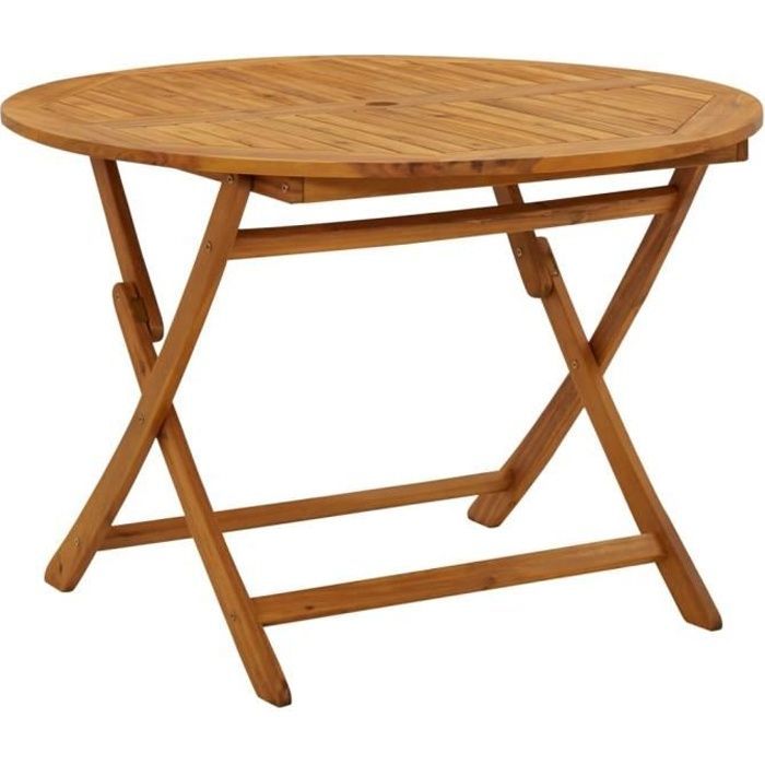 Mesa de jardín plegable vidaXL de 110 cm, de madera maciza de acacia.