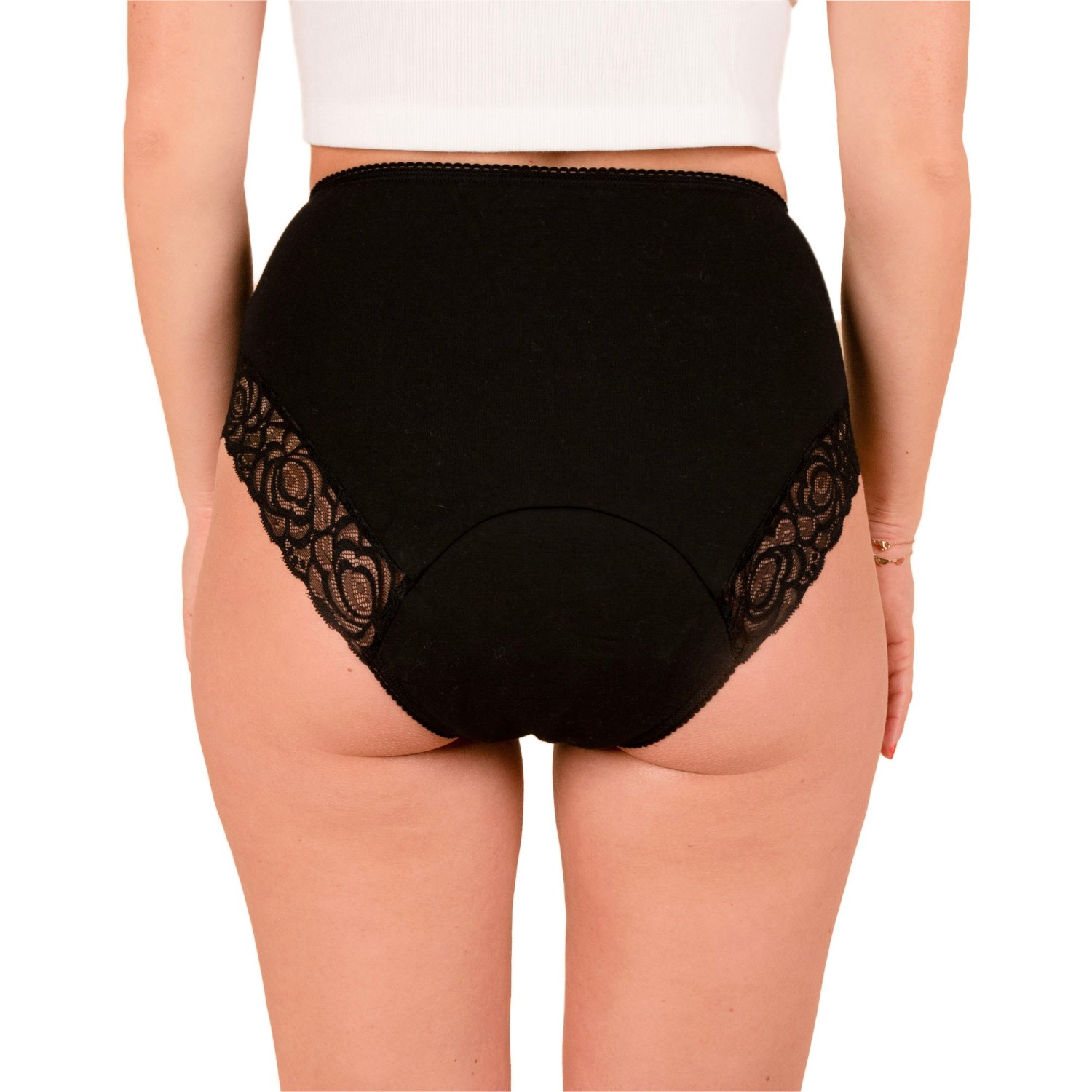 jho Culotte menstruelle noire taille haute flux abondants