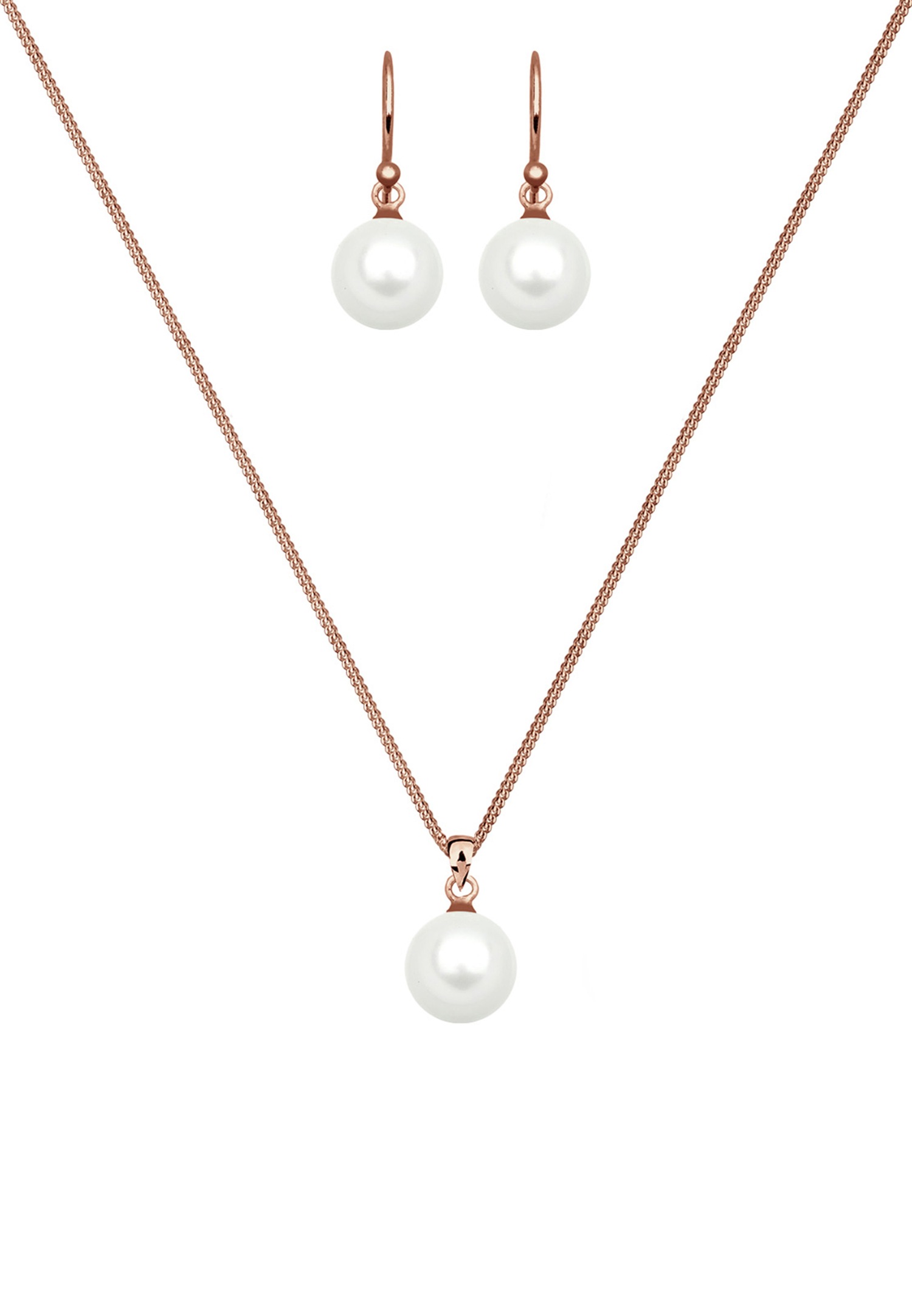 Elli Femmes Set Élégant Pendentif d'oreilles Basique avec Perles de Coquillage en Argent Sterling 925