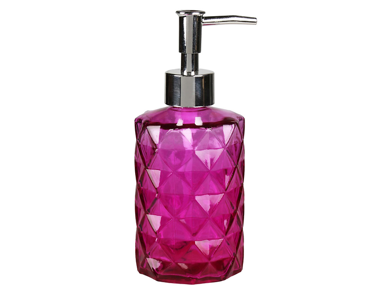 Dozownik do mydła szklany Disco 400 ml różowy
