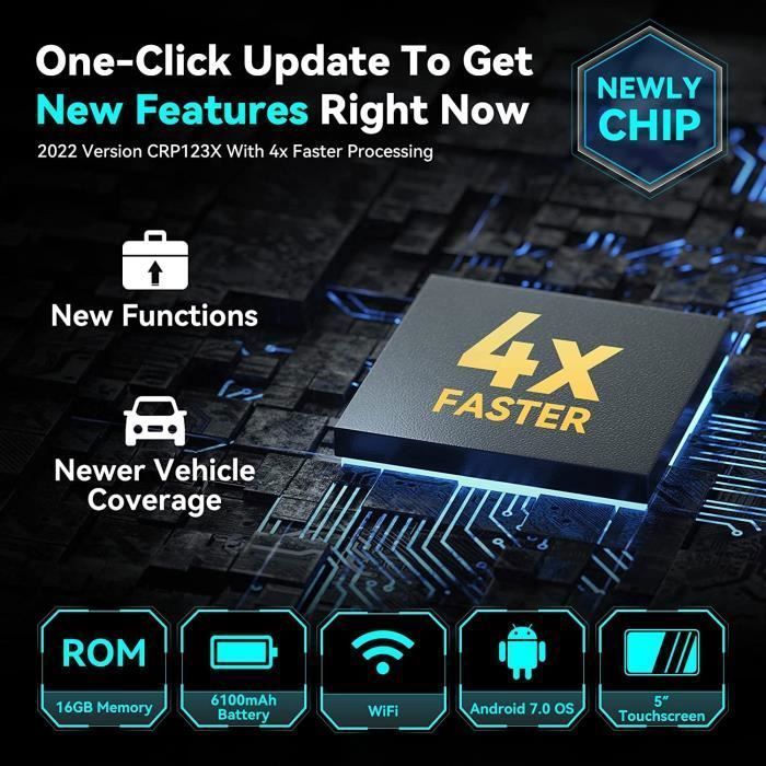 Herramienta de diagnóstico automotriz LAUNCH - CRP123X V2.0 - 7 reinicios - Pantalla táctil de 5