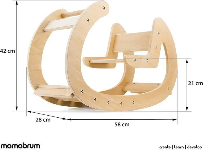 Balançoire Montessori en Bois pour Enfants- Aire de Jeux-  Max 25 KG +12 mois - Mamabrum - Jouet à Bascule Ludique- Rocker