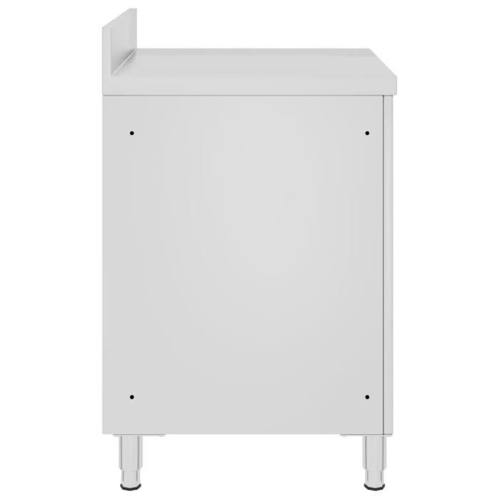 Mesa de trabalho comercial vidaXL com armário, 60x60x96 cm, aço inoxidável