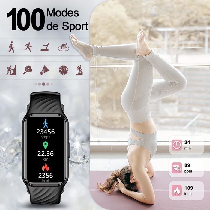 Blackview Sport Smartwatch - 2 bandjes - Compatibel met Android, iOS, Huawei, Xiaomi, Samsung - Zwart