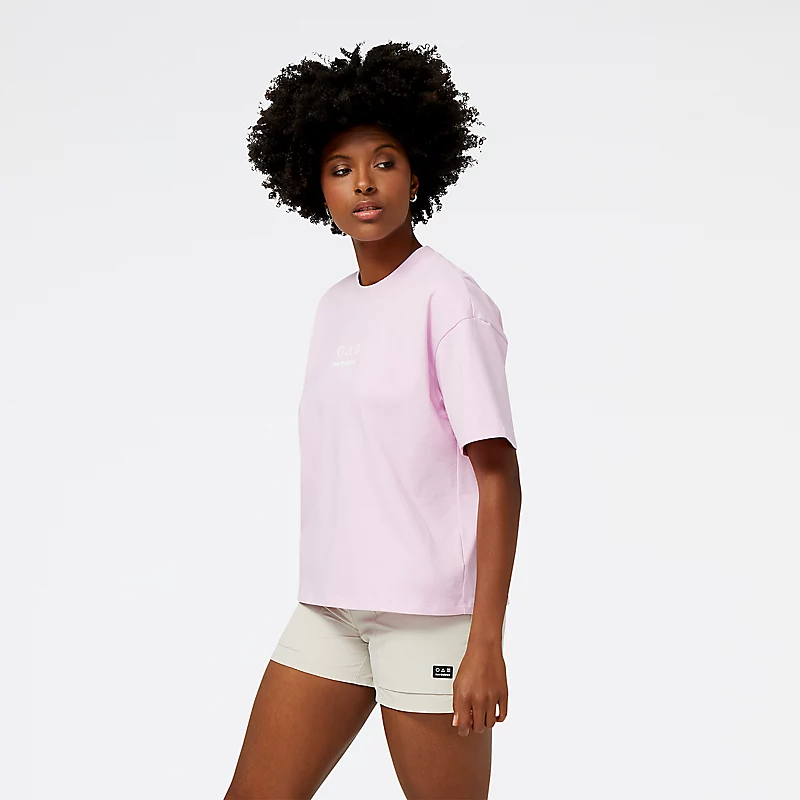 Damen-T-Shirt aus Baumwolle mit kurzen Ärmeln AT - LILAC CLOUD