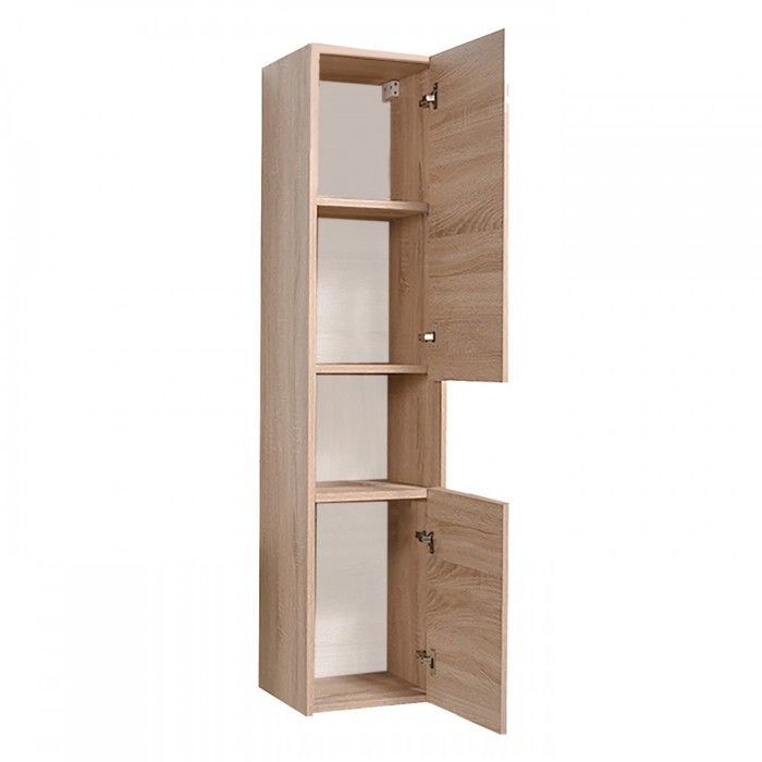 Mobile bagno VESNA con lavabo, specchio e colonna / Finitura rovere sbiancato