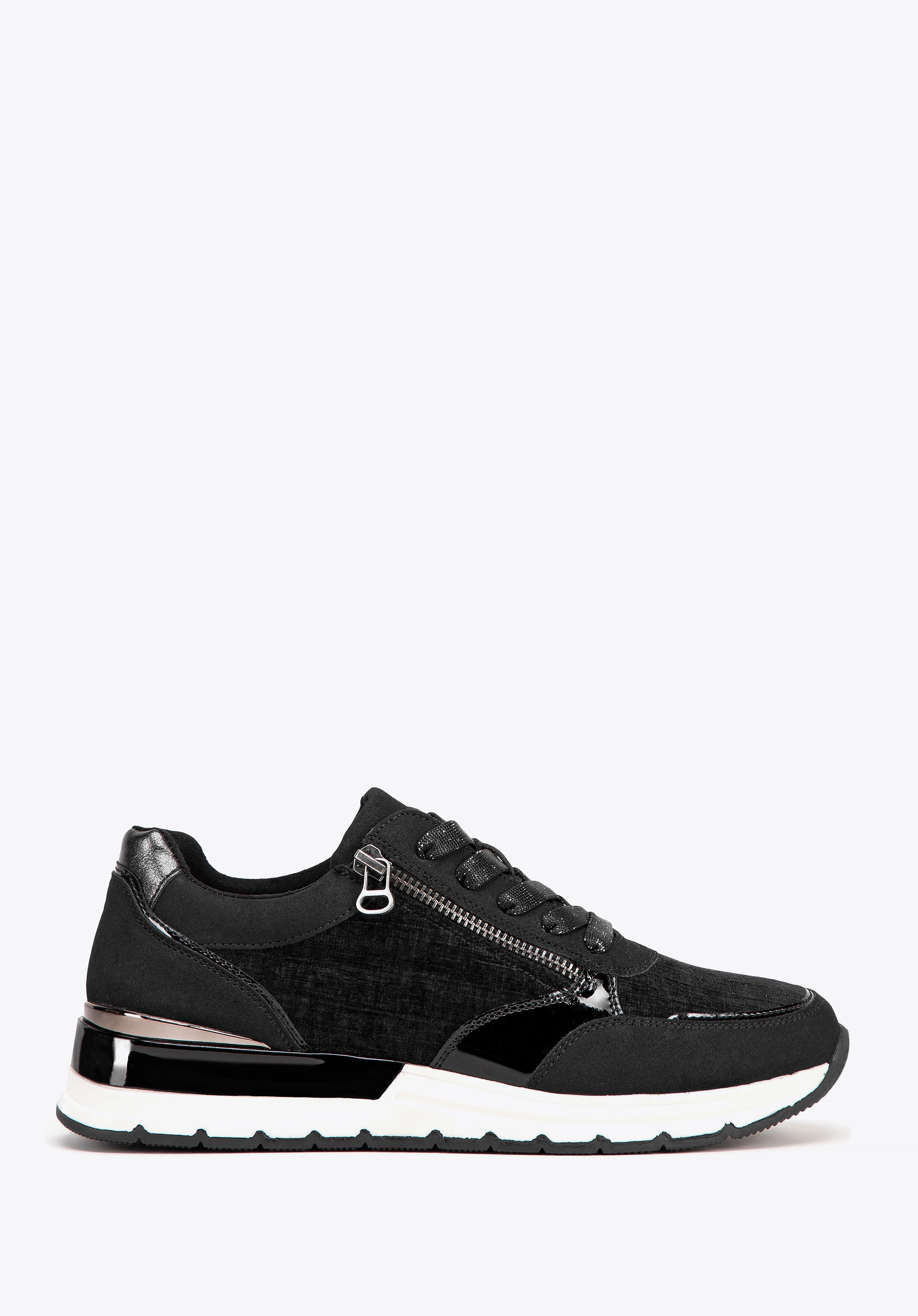 Damskie sneakersy z suwakiem na boku czarne