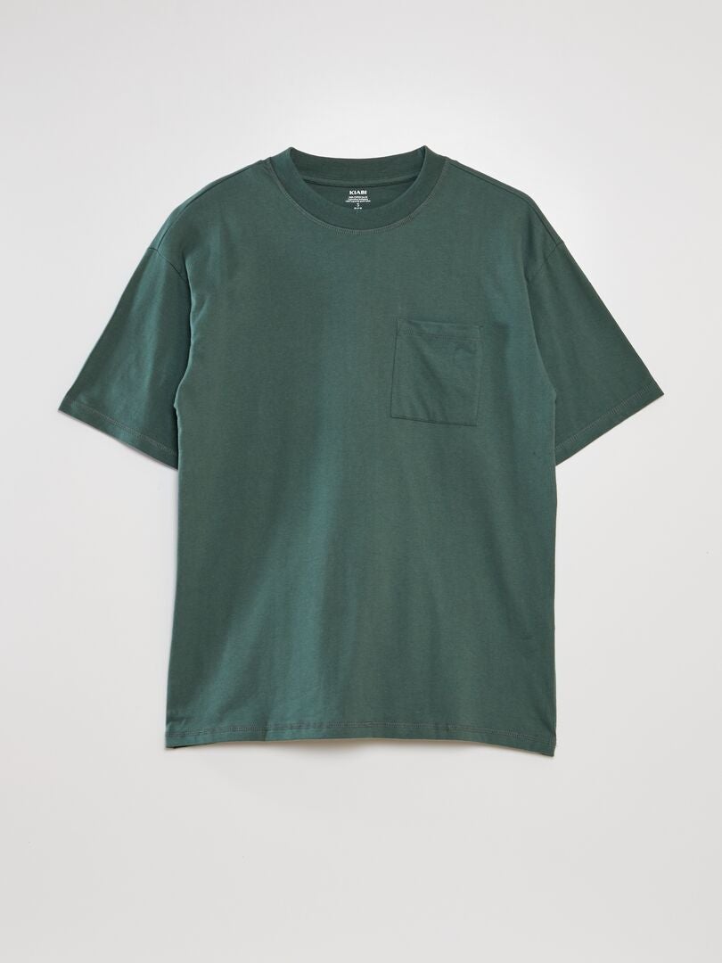 Ruimvallend T-shirt in effen kleur - GROEN