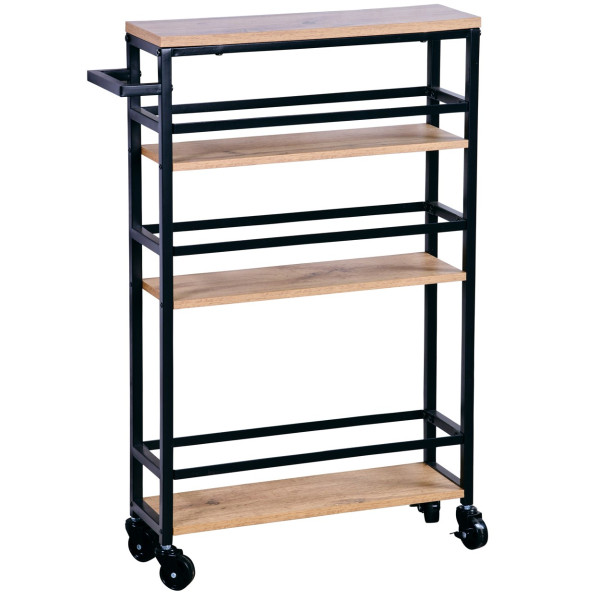 Regał Kesper mobilny kuchenny 15x50x81cm bambusowy nowoczesny z kółkami