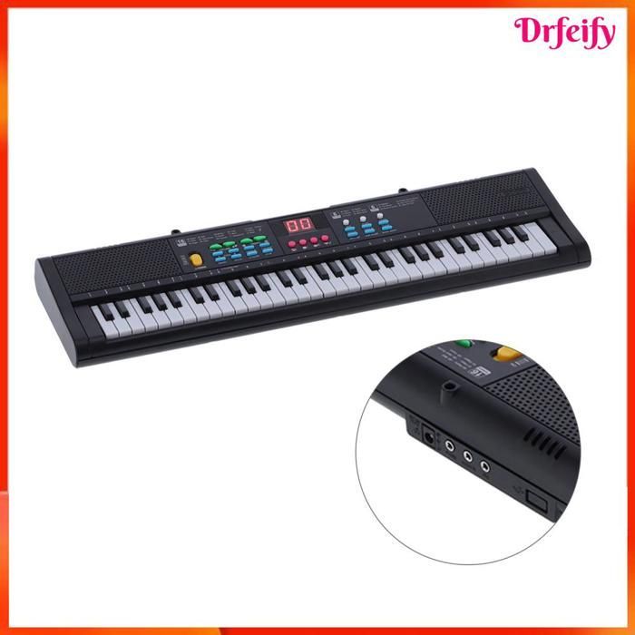 Clavier Piano en Plastique, Instrument Numérique à 61 Touches avec Microphone, Chansons de Démonstration et Volume Réglable