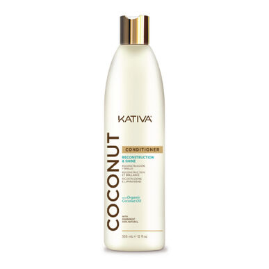 Kativa Coconut Reconstruction & Shine -hoitoaine, selvittävä ja uudelleenrakentava hoitoaine, 355 ml