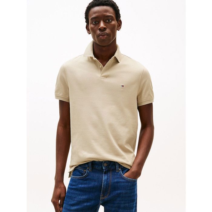 Tommy Hilfiger Men's Beige Regular Fit Short Sleeve Polo Shirt
