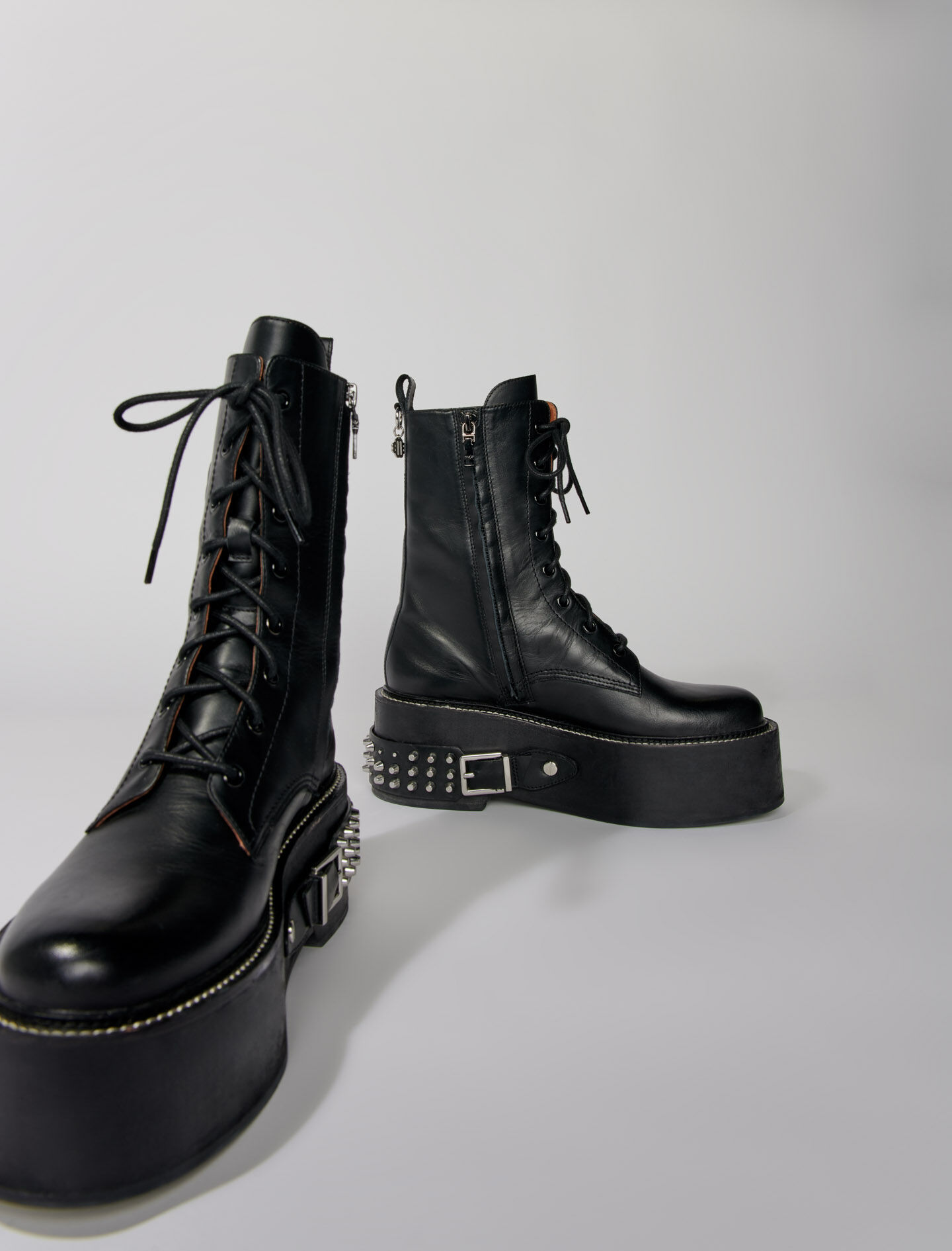 Botas ranger cu detalii punk-Negro