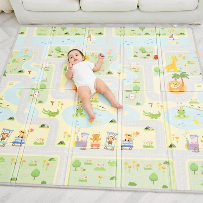 Tapis d'éveil pliable réversible et imperméable - 180x150x1cm | Tapis de jeu enfant en mousse - ROAD | SUPERBE BEBE